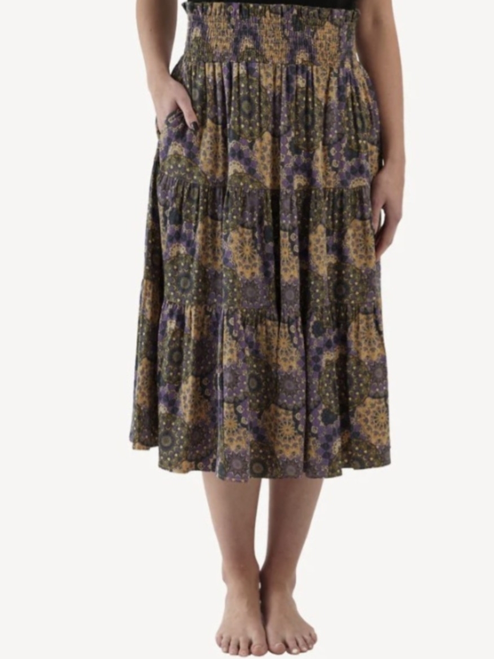 Kate Quinn women's maxi skirt purple mandala bamboo XS